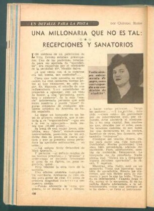 Una millionaria que no es tal: recepciones y sanatorios : Un detalle para la pista