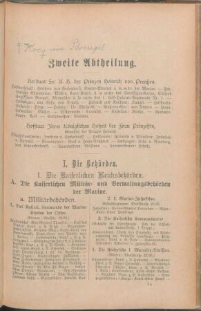 A. Die Kaiserlichen Militär- und Verwaltungsbehörden der Marine.