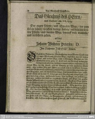 Das Gleichniß des Herrn, aus Matthaeo am VII,13. 14. von ...