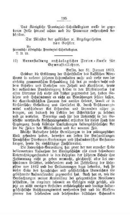 Veranstaltung archäologischer Ferien-Kurse für Gymnasiallehrer : [D. Gymnasial- und Real-Lehranstalten]