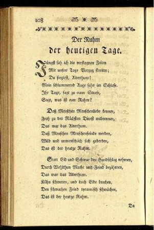 Der Ruhm der heutigen Tage.