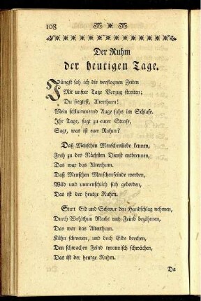 Der Ruhm der heutigen Tage.
