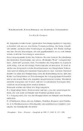 Diachronische Betrachtungen zur deutschen Satzstruktur