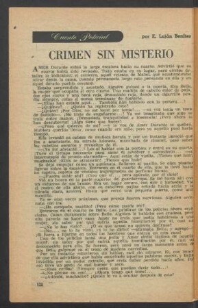 Crimen sin misterio : Cuento policial