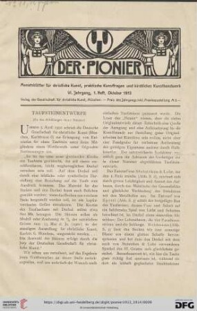 1. Heft, Oktober 1913