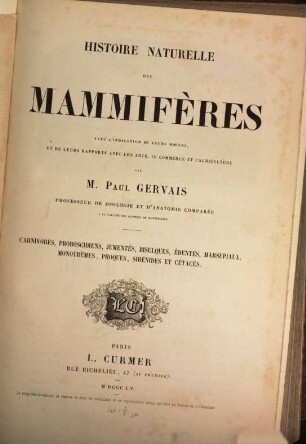 Histoire naturelle des mammifères ..., 2
