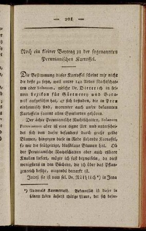 Noch ein kleiner Beytrag zu der sogenannten Peruvianischen Kartoffel
