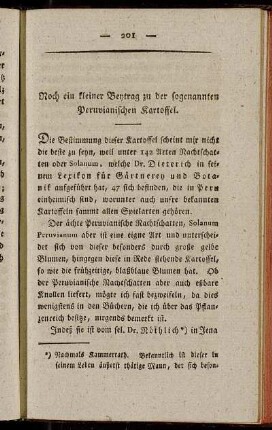 Noch ein kleiner Beytrag zu der sogenannten Peruvianischen Kartoffel