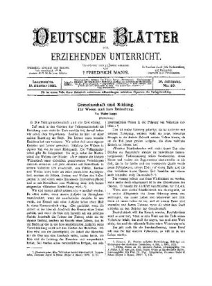 Gemeinschaft und Bildung : ihr Wesen und ihre Bedeutung ; (Fortsetzung)