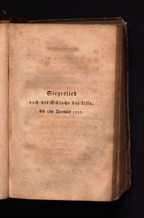 Siegeslied nach der Schlacht bey Lissa, den 5ten December 1757.