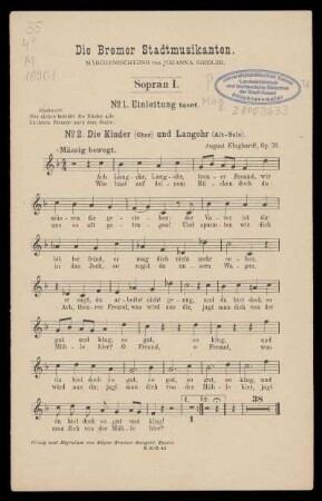 No. 2. Die Kinder (Chor) und Langohr (Alt-Solo)