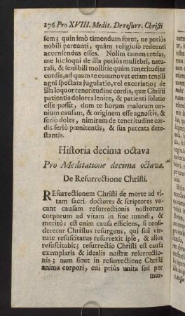 176-188, Historia decima octava. Pro Meditatione decima octava. De Resurrectione Christi