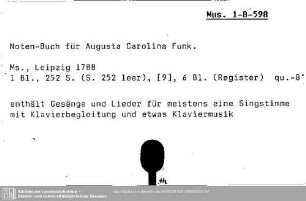 Noten-Buch für Augusta Carolina Funk