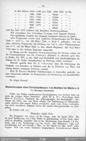 Bemerkungen über Tertiärpflanzen von Stedten bei Halle a. S.