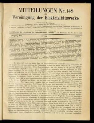 Mitteilung Nr. 148. Jg. 13, Januar 1914