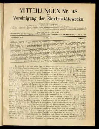 Mitteilung Nr. 148. Jg. 13, Januar 1914