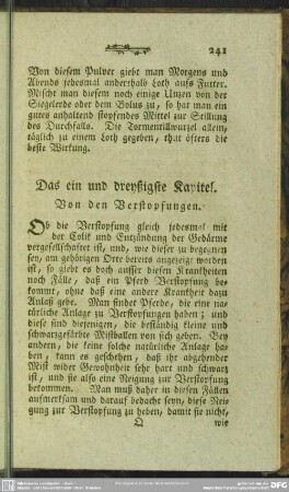 Das ein und dreyßigste Kapitel. Von den Verstopfungen