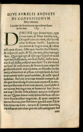 Divi Aurelii Augustini Confessionum liber nonus.