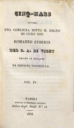 Cinq-Mars ovvero una congiura sotto il regno di Luigi XIII. : romanzo storico, 4