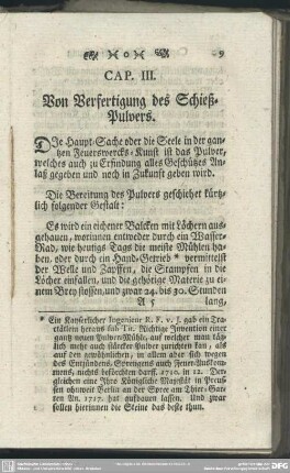 Cap. III. Von Verfertigung des Schieß-Pulvers