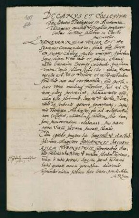 Testimonium der theol. Fakultät für Mag. Johann Jakob Rehm aus Tübingen.