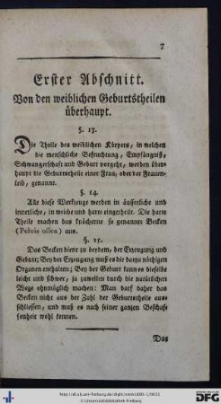 Erster Abschnitt. Von den weiblichen Geburtstheilen überhaupt.