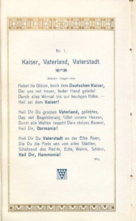 Nr. 1. Kaiser, Vaterland, Vaterstadt.