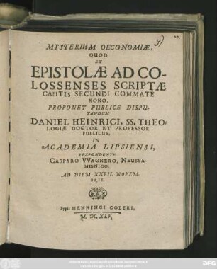 Mysterium Oeconomiae