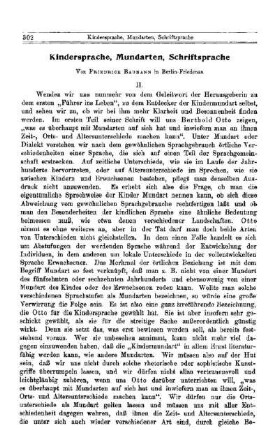 Kindersprache, Mundarten, Schriftsprache : II.