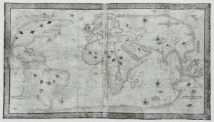 Weltkarte : Weltkarte. Handzeichnung, koloriert, Pergament; 62,5 x 111 cm (mit Rand). Dieppe, 1541
