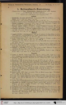 I. Schwalbach-Sammlung (Nr. 1-250)