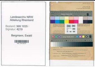 Entnazifizierung Ewald Bergmann , geb. 10.11.1889 (Baumeister)