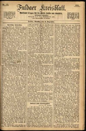 Erste Ausgabe vom Dienstag, den 11. Dezember 1883.