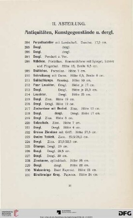 Antiquitäten, Kunstgegenstände u. dergl. (Nr. 204-643)