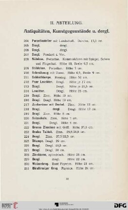 Antiquitäten, Kunstgegenstände u. dergl. (Nr. 204-643)