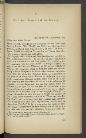 V. Die letzten Jahre des Alten Mannes