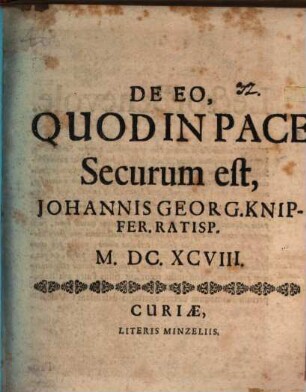 De eo quod in pace securum est