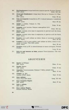 Argenterie (Nr. 252-284)