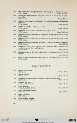 Argenterie (Nr. 252-284)