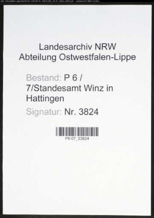 Heiratsregister Standesamt Winz in Hattingen