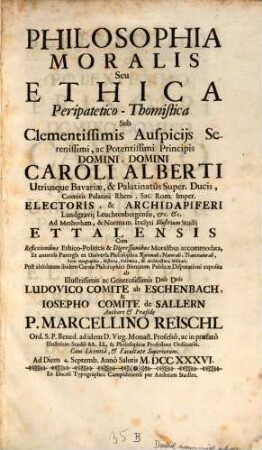 Philosophia Moralis Seu Ethica Peripatetico-Thomistica