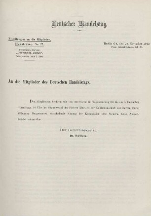 50. Jahrg. Nr. 22., ... den 22. November 1910