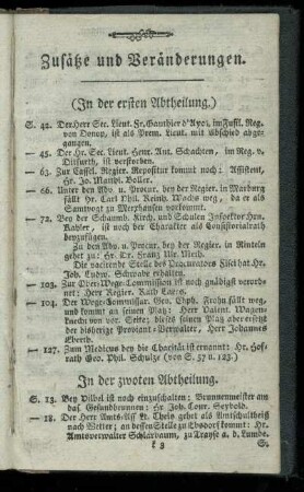 Zusaetze und Veraenderungen