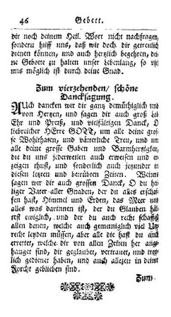 Zum vierzehenden/ schöne Dancksagung.