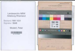 Entnazifizierung Peter Mostert , geb. 07.03.1886 (Sekretaer)
