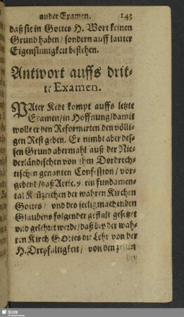 Antwort auffs dritte Examen