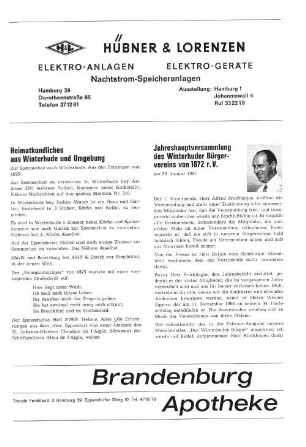 Jahreshauptversammlung des Winterhuder Bürgervereins von 1872 r.V.
