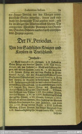 Der IV. Periodus. Von den Sächsischen Königen und Kaysern in Teutschland