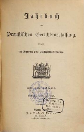 Jahrbuch der preussischen Gerichtsverfassung. 18. 1888