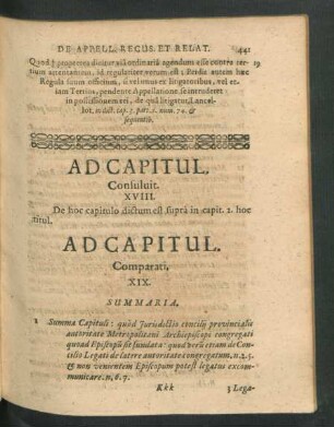 Ad Capitul. Consuluit. XVIII. Ad Capitul. Comparati. XIX.